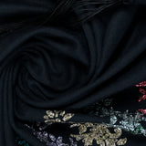 Metal Floral Half Circle in Cashmere Silk