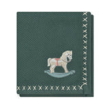 Rocking Horse Text Knit Blanket in Cotton