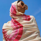 Waves Stole Ivory in Merino